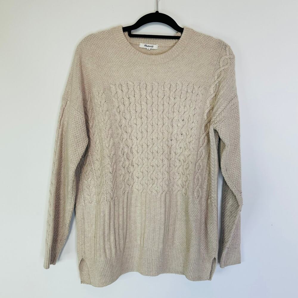 Madewell Patchwork Cableknit Tunic Sweater